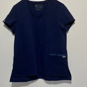 FIGS Women's Navy Blue V-Neck Short Sleeve‎ Pullover Scrub Top Size Small